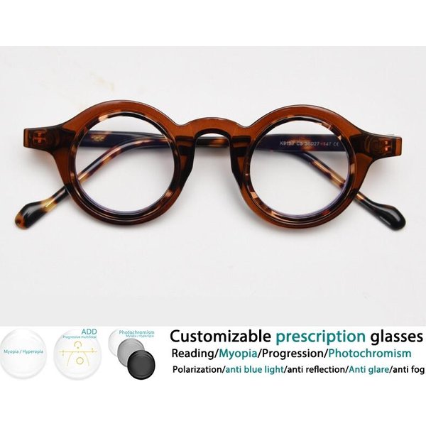 Retro OkrąGłE Oprawki OkularóW Punkowe MęSkie Okulary Do Czytania Damskie Modne Kolorowe ŻYwiczne Optyczne Okulary Dla PrezbiopóW Black-image