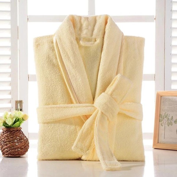 Szlafrok Frotte Damski 100% BawełNa Szlafrok Dla Zakochanych BrąZowe Szlafroki MęSki Szlafrok Jednolity RęCznik Polar DłUgi StróJ Do Spania Szlafrok Dla Druhny BiałY XL Beige-image