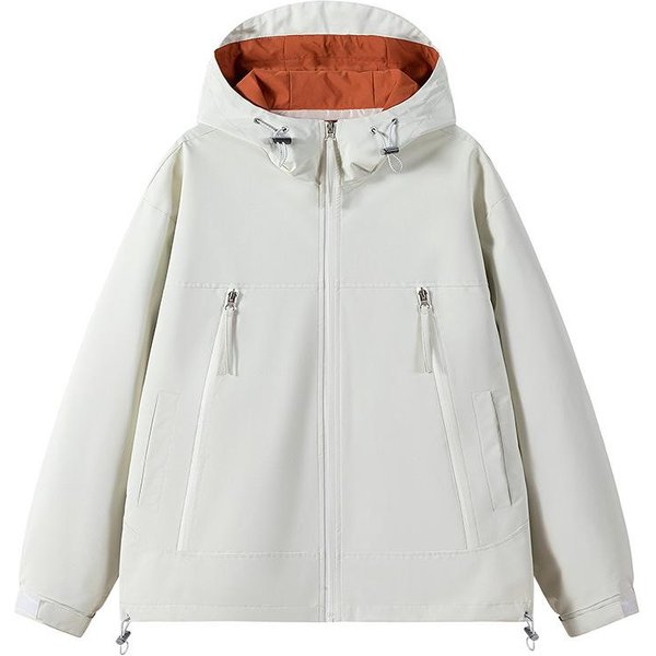 OtoñO Nuevo Talla Grande Chaqueta De Hombre Cortavientos Impermeable Con Capucha Chaqueta De Hombre Gabardina 4XL White-image