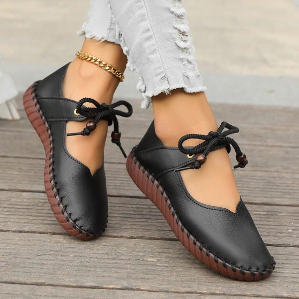 Zapatos De Mujer En Oferta Con Cordones Planos Para Mujer Planos Para Mujer Punta Redonda Lisos Talla Grande 43 Zapatos Planos Casuales Para Mujer 43 Negro-image