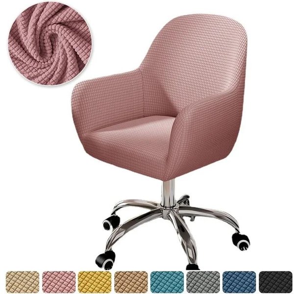 Funda SóLida EláStica Giratoria Para Silla Comedor Spandex Cubre Sillas De Brazo Altas Inclinadas Silla De Oficina Funda Deslizante Barra De Café Maquillaje-image