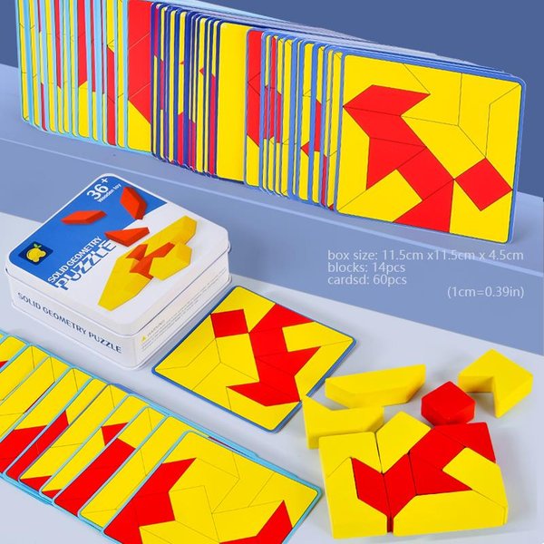 Puzzles GeoméTricos Montessori Para NiñOs Bloques De ConstruccióN Cara Cambiante Entrenamiento Del Pensamiento LóGico Juguete De Madera Para EducacióN Temprana-image