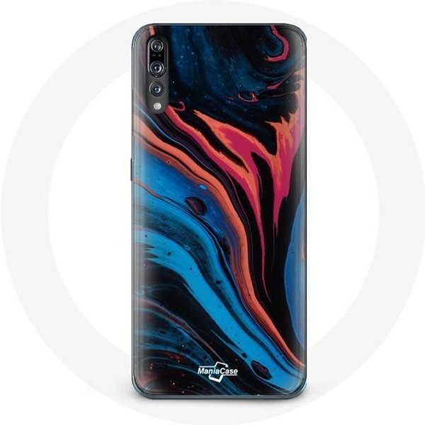 Funda Para Huawei P20 Pro Textura Abstracta Azul Negro Rojo-image