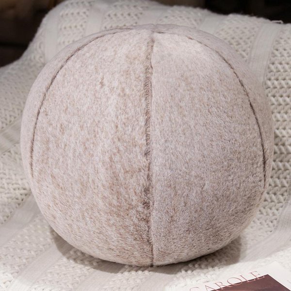Pluszowa Poduszka W KształCie Kuli Z Futra KróLika Wypchana BrąZowa Szara BeżOwa Koralowa Poduszka Podpora PlecóW Pluszak Dekoracja Kanapy KrzesłA Prezent 10Cm Pendant-image