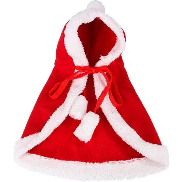 Divertido Disfraz De Navidad De Gato Papá Noel Cosplay Mascota Capa NavideñA Ropa De Disfraz CáLida Bufanda Roja Capa Con Sombrero Accesorios Para Mascota S-image