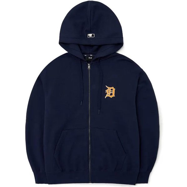 MLB Detroit Tigers Logo Estampado Chaqueta Con Cremallera Y Capucha Hombre Chaquetas Azul 3ATRB0426-46NYD S Black-image