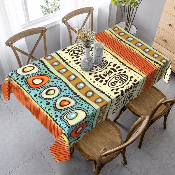 Mantel Rectangular Con Estampado ÉTnico Africano Para DecoracióN De Mesa Aztec Tribal Abstracto Cocina Comedor Mesa Fiesta DecoracióN 100X160Cm-image