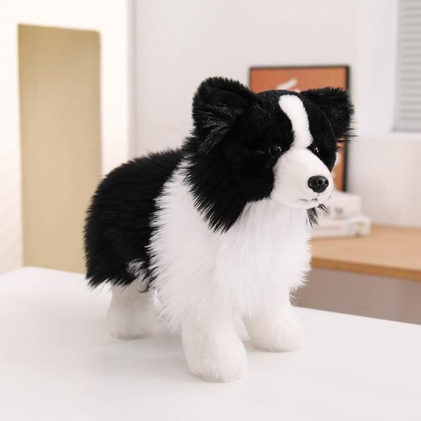 Urocza Pluszowa Zabawka SymulująCa Psa Border Collie, Wypchana, SiedząCa, StojąCa, LeżąCa, ZwierząTko, Szczeniak, Lalka, Towarzysz, Pluszak, Prezent 29Cm-image