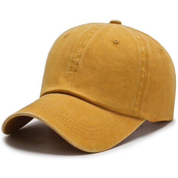Nueva Gorra Unisex De AlgodóN Lavada Ajustable, Gorra De BéIsbol Lisa De Color Liso, Ropa De Calle, Gorra De Ocio 54Cm-60Cm Amarillo-image
