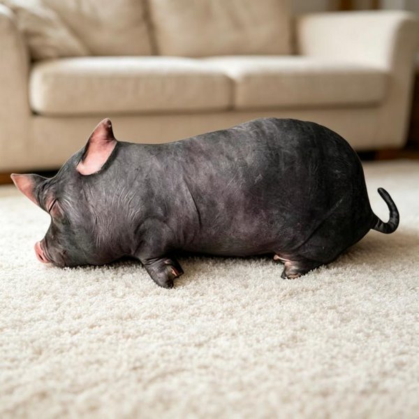 Symulacja Czarna ŚWinia Pluszowe Zabawki BawełNa Wypchana OdpoczywająCa Lalka Prosiaczek DużY Rozmiar Wygodna Poduszka ZwierzęCa Zabawna Dekoracja Domu 25Cm-image