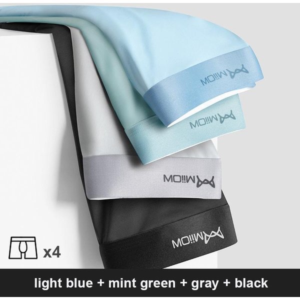 MiiOW 4 Sztuk DużO MęSkie Bokserki Grafen Antybakteryjne Lodowy Jedwab Bielizna CzłOwiek Bokserki Bezszwowe OddychająCe MęSkie Majtki L-5XL XXL Gray-image