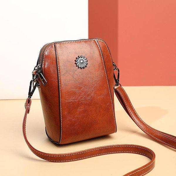 Prosta Konstrukcja PU SkóRzane Torby Na Ramię Crossbody Dla Kobiet Retro Torebki I Portmonetki Damskie Torby Listonoszki Na Telefon KomóRkowy BrąZowy-image