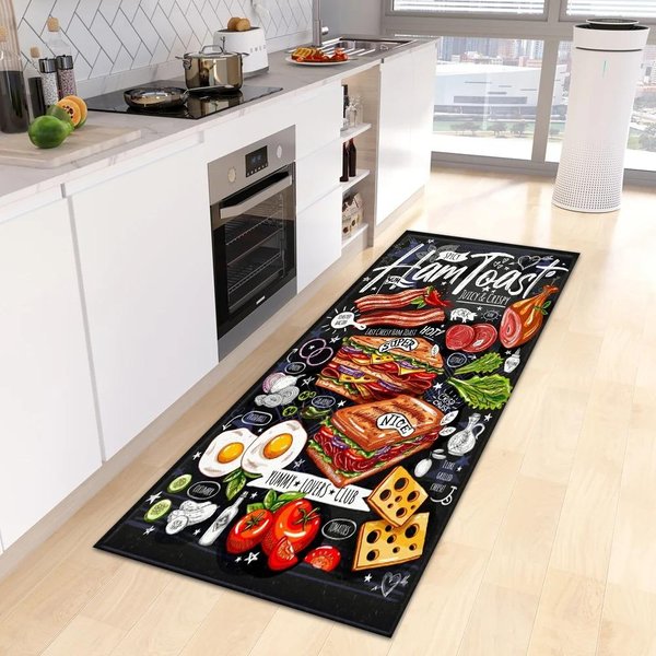 AntypośLizgowa Mata Kuchenna Wycieraczka WejśCiowa Do Salonu ŁAzienki Balkonu Sypialni Przedpokoju Dywanik Dekoracja Domu Dywanik PodłOgowy 50X80Cm Black-image