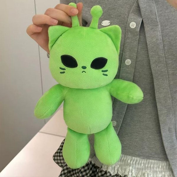25Cm Kawaii Pluszowa Zabawka Kot Obcy Zielony Kotek Lalka Urocze MięKkie Pluszowe ZwierząTko Kosmiczny Pluszak Prezent Na Urodziny BożE Narodzenie Dekoracja Pokoju-image