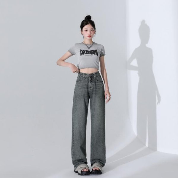Jeans De Pierna Ancha Para Mujer En OtoñO E Invierno Tejido Jacquard De Alta Gama Con PatróN De Cielo Estrellado Jeans De Pierna Ancha Para Mujer En OtoñO E Invierno 2XL-image