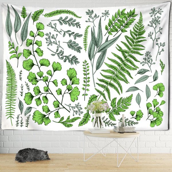 Tapiz De Flores Y Plantas Para Colgar En La Pared, Paisaje PsicodéLico Natural, Estilo Bohemio, EstéTica, DecoracióN Del Hogar 95X70Cm-image