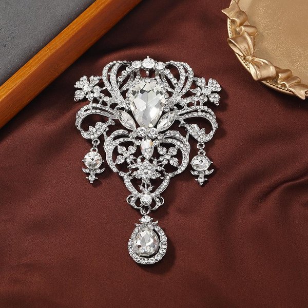 Broches Prendedores De Cristal Vintage Para Mujer Estilo Palacio CláSico Barroco Lujo Ropa Abrigo Hebilla Accesorios Regalo Gray-image