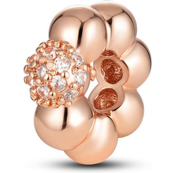 Oro Rosa Plata De Ley 925 Familia CorazóN Hoja De Margarita Colgante DIY Abalorios Ajuste Pulsera De Abalorios Originales JoyeríA Para Mujer Beige-image
