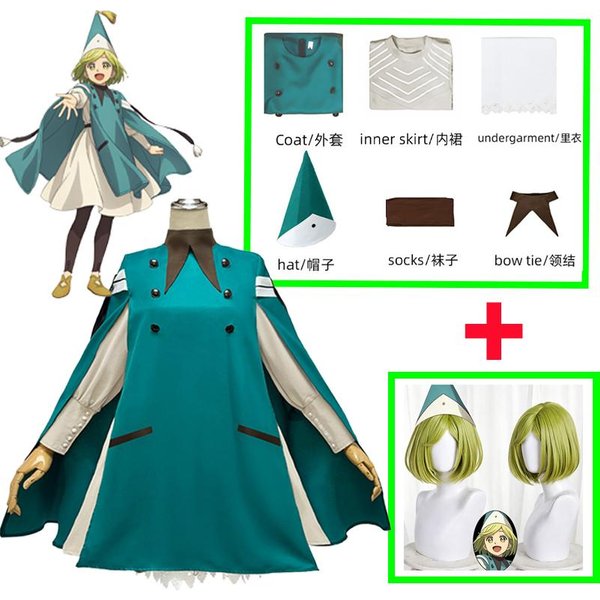 Anime Kapelusz Czarownicy Atelier Kostium Cosplay Czarownica Coco Tetia Richeh Agott Sukienka Kurtka Magiczny Kapelusz Rekwizyty Peruka Karnawał Party PełNe Zestawy Xl&Witch Hat Atelier Blue-image