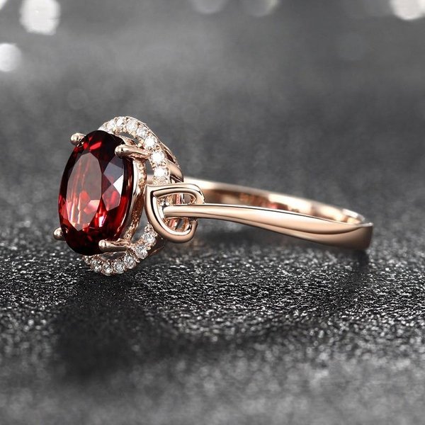 Anillo Chapado En Oro Rosa De 18 Quilates Para Mujer, Anillo De Rubí, JoyeríA De Regalo De Boda De Compromiso 9 Gray-image