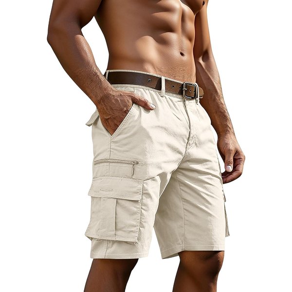 Pantalones Cortos Cargo De Corte Relajado Para Hombre Con MúLtiples Bolsillos Verano Ligeros Para Actividades Al Aire Libre M-image