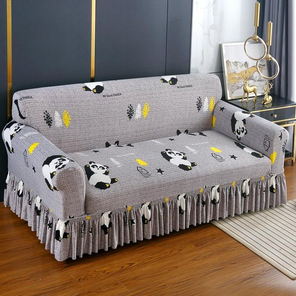 1 Funda EláStica Estampada Para Sofá Con Falda, Protector De Muebles Para Dormitorio, Oficina, Sala De Estar, DecoracióN Del Hogar. Small-image