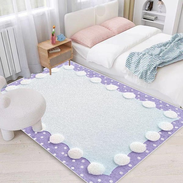 MięKki Fioletowy Pluszowy Dywan Puszysty Dywanik Do Pokoju DziecięCego Salonu WystróJ Domu Kratka Urocze Dywaniki 80*120Cm-image