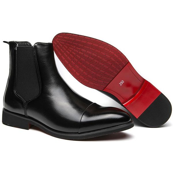 OtoñO E Invierno Puntera Puntiaguda Cubrebotas Talla Grande Botas Para Hombre Zapatos De Cuero De CañA Alta Suela Roja Botas Martin Botas Chelsea Casuales BritáNicas 45 Brown-image