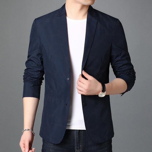 Nuevo Traje De Malla Para Hombre, Tendencia, Traje PequeñO, Juvenil, Informal, Chaqueta De Primavera Y OtoñO. 3XL White-image
