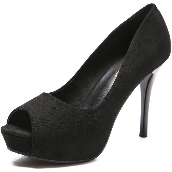 Wiosna Nowe 10Cm Wysokie Obcasy Wodoodporne Platformy Rybie Usta Pojedyncze Buty Damskie Modne Buty Robocze Na Wszystkie Mecze 39 Czarny-image