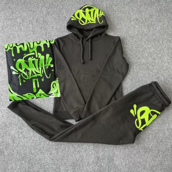 Synaworld-Bluza Spodnie Dresowe Zestaw DwuczęśCiowy Y2K Z Nadrukiem Liter LuźNa Bluza Z Kapturem Spodnie Dresowe Zestaw S-image