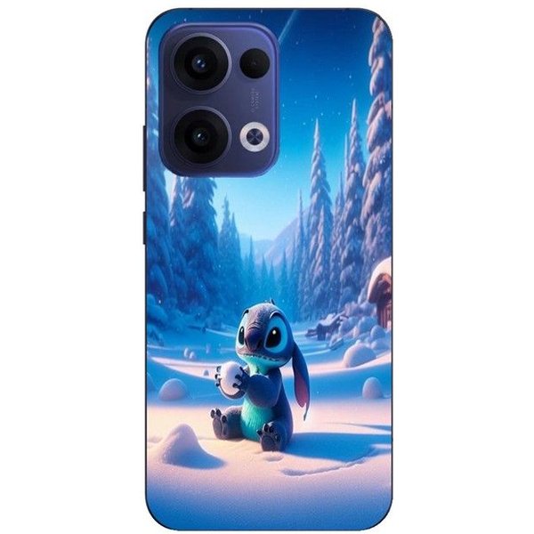Funda De TeléFono - Maniacase - Oppo Reno 13 5G - Silicona - Flexible - Lindo Stitch Nieve Estrellada 3D Negro-image