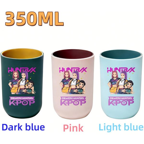 Najnowszy Kubek Na Szczoteczki Do ZęBóW Kpop Plastikowe Kubki KreskóWkowy Uchwyt Na Szczoteczkę Do ZęBóW Kubek Na Szczoteczkę Do ZęBóW Do Domu I Hotelu Kubek Na Wodę Akcesoria łAzienkowe Pink-image