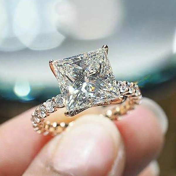 Anillos De Promesa De Boda Huitan Cuadrados De Circonita CúBica Para Mujer Tendencia Lujo Propuesta Compromiso Anillos De Fiesta JoyeríA Para Damas 9-image