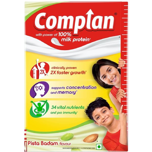 Polvo Para Bebida Nutricional Complan Para NiñOs Sabor Pista Badam 500 G CartóN Alto En ProteíNas Soporte Para El Crecimiento-image