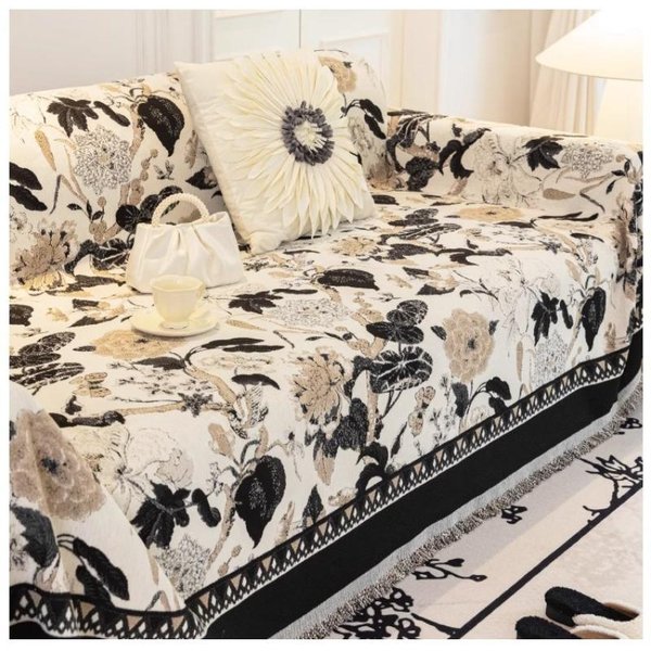 Toalla De Sofá De Chenilla Francesa, Universal Para Todas Las Estaciones, CojíN Manta De Sofá De Cobertura Completa, Tela De Cubierta De Sofá Estampada De Alta Gama 180*130Cm Gray-image