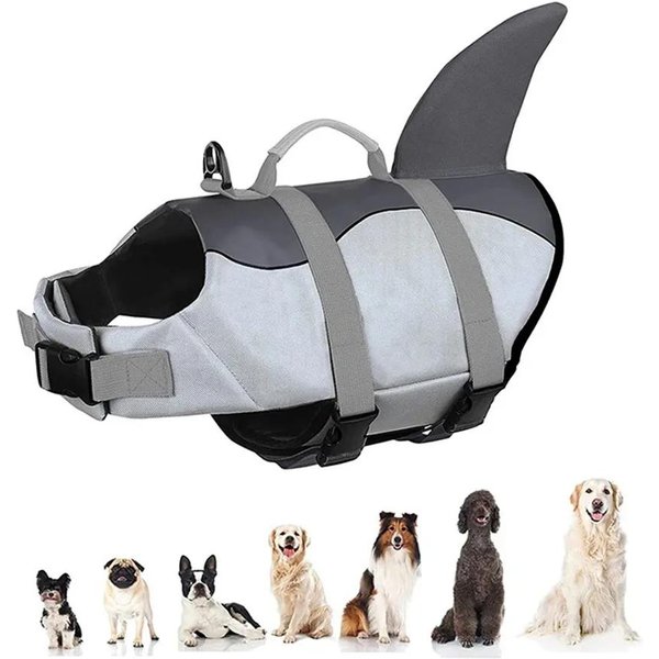 Chaleco Salvavidas Para Perro TiburóN Chaleco Salvavidas Para Perro Con Asa De Rescate Ripstop Abrigo Flotador Para Mascotas Para Seguridad Al Nadar Salvavidas Para Perro Traje De BañO Para Cachorro L-image