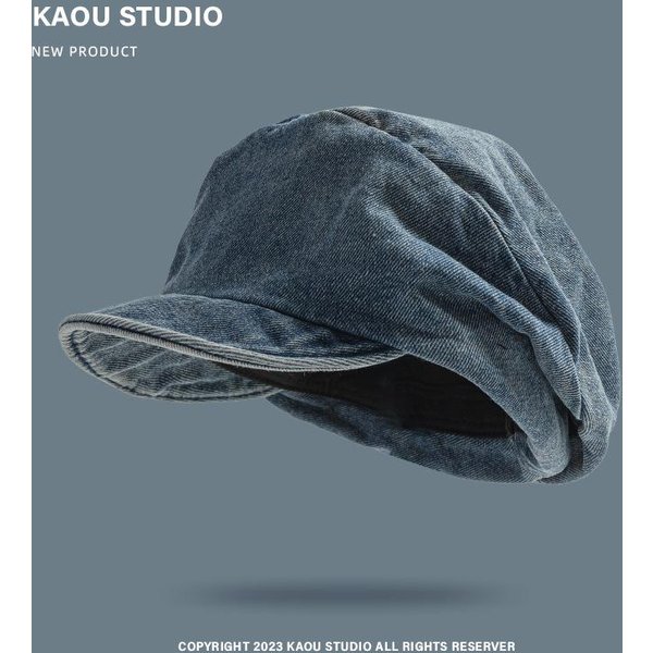 Jesienny I Letni JapońSki Styl Stary Retro Kowbojski Kapelusz Beret Dla Kobiet Z DużYm Obwodem GłOwy I Wszechstronny Kapelusz Malarski 56-58Cm Gray-image