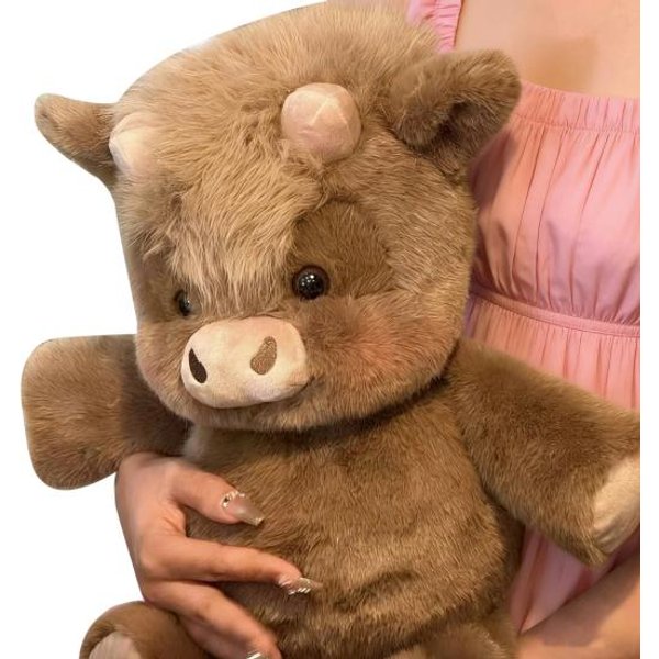 Pluszowa Krowa Szkocka Do Biegania 45 Cm Urocze Pluszowe ZwierząTko Panda Poduszka Do Przytulania Prezent Urodzinowy Dla Dzieci DorosłYch WystróJ Domu Biura BrąZowy-image