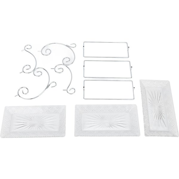 Soporte De Servicio De 3 Niveles Plata Art 3 Niveles Bandeja De Servicio De Cristal Para Buffet Postres Ensaladas De Frutas Pasteles L-image