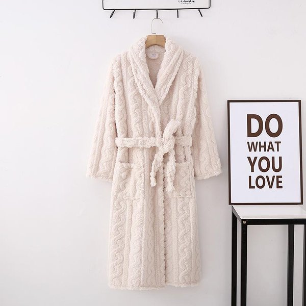 Invierno CáLido Coral Fleece Pareja Bata Larga Franela Gruesa Mujer Sexy Albornoz Ropa De Dormir Ropa De Noche Holgada Casual Ropa De Casa Ropa Para Estar Por Casa 2XL-image