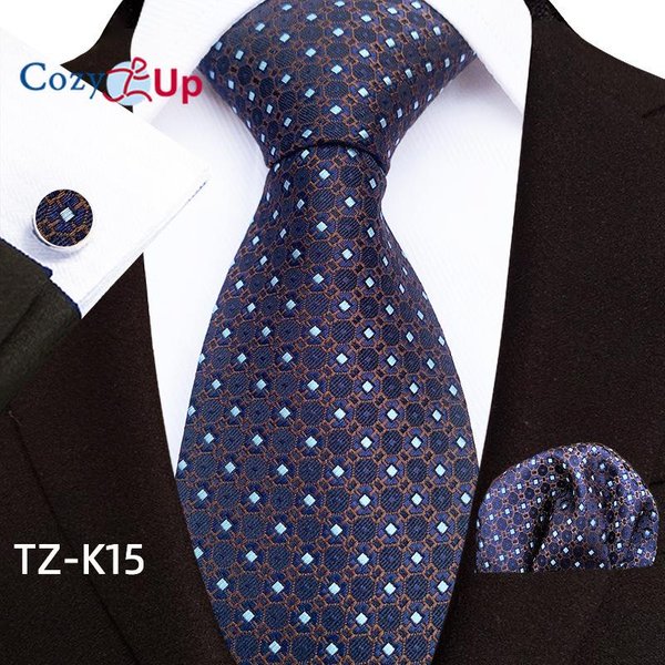 Conjunto De Tres Piezas Cozy Up Paisley Moda Negocios Corbata Para Hombre Incluye Corbata Gemelos PañUelo Blue-image