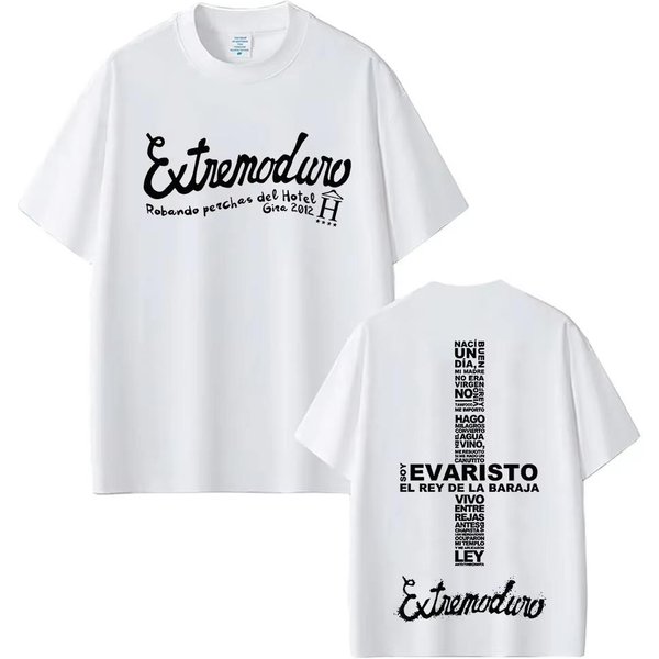 Camiseta Merch ÁLbum Tour Rock Band Extremoduro Hombre Hip Hop Pop MúSica Manga Corta Camisetas Camiseta De AlgodóN Vintage Oversize M White-image