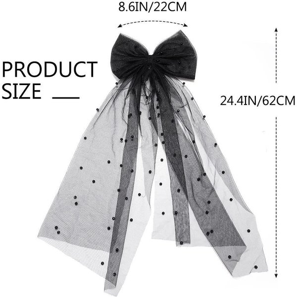 V04A Perlas Mini Velos De Novia Lazos Velo De Boda Con Cuentas Con Peineta Flores NiñAs De ComunióN Accesorios Para Despedida De Soltera Black-image