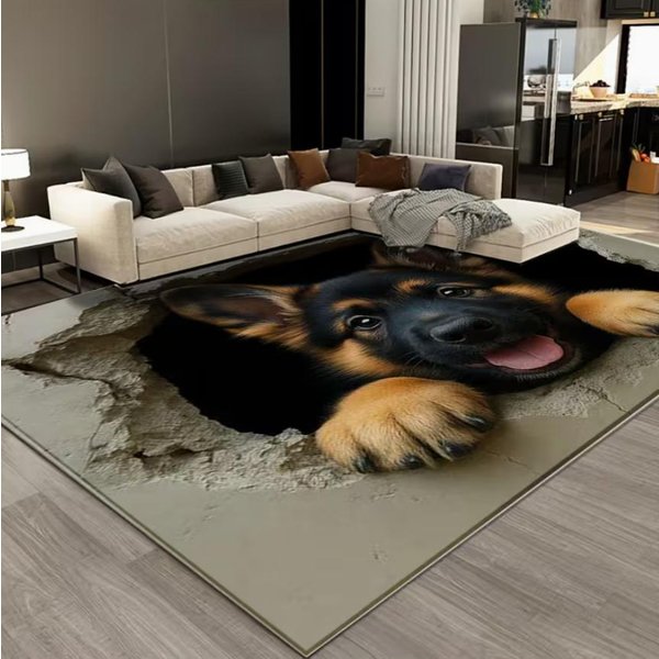 Uroczy Dywanik Z Owczarkiem Niemieckim W Stylu Healing, MięKka AntypośLizgowa Mata PodłOgowa Do WnęTrz I Na ZewnąTrz, Do Dekoracji Salonu I Sypialni 40X120Cm-image