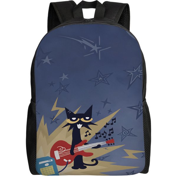 Mochila De CóMic Pete The Cat Stars Para Mujer Hombre Mochilas De Camping De PoliéSter Transpirables Bonitas Mochilas Escolares Rucksack (As The Picture,As Picture)-image