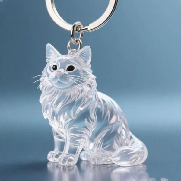 Llavero Gato Lindo Bolsa De Almacenamiento De Pelo De Gato Colgante Transparente CáPsula De Recuerdo Para Pelo De Mascota ColeccióN De Souvenirs Regalo DecoracióN White-image