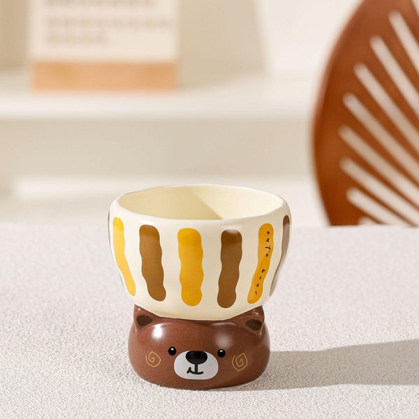 Taza Casual Creativa Nicho Animal Lindo CeráMica Taza Pareja Taza De Agua Oficina Hogar Taza Regalo Souvenir 301-400Ml Beige-image