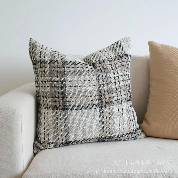 Funda De CojíN Decorativo 45X45Cm Rayas CuadríCula Lujo Ligero Moderno Estampado Funda CojíN Lumbar DecoracióN Hogar Funda De Almohada Decorativa 30X50Cm-image