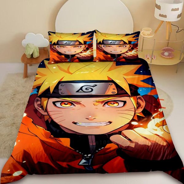 Juego De Funda NóRdica Para NiñOs De Naruto Uchiha Sasuke Uzumaki Juego De Cama TamañO King Queen Completo NiñAs Adolescentes NiñOs Para DecoracióN De Dormitorio EU Single 135X200Cm-image